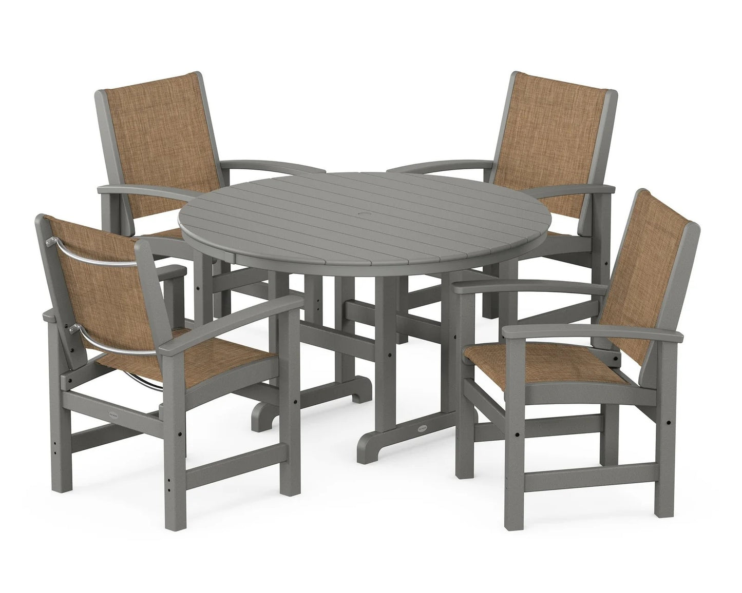 Polywood - Coastal 5-Piece Round Farmhouse Dining Set - FREE SHIPPING