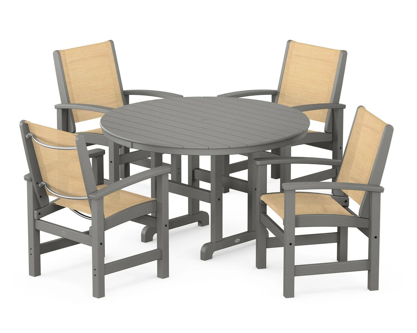 Polywood - Coastal 5-Piece Round Farmhouse Dining Set - FREE SHIPPING