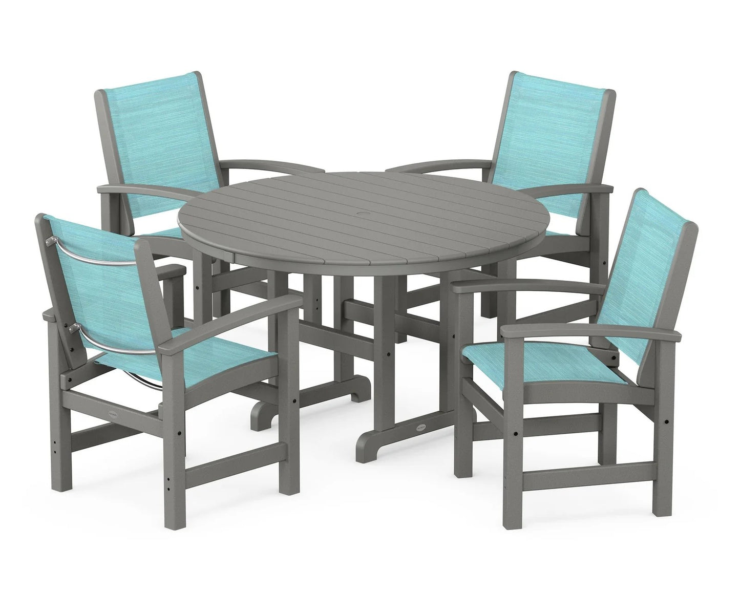 Polywood - Coastal 5-Piece Round Farmhouse Dining Set - FREE SHIPPING