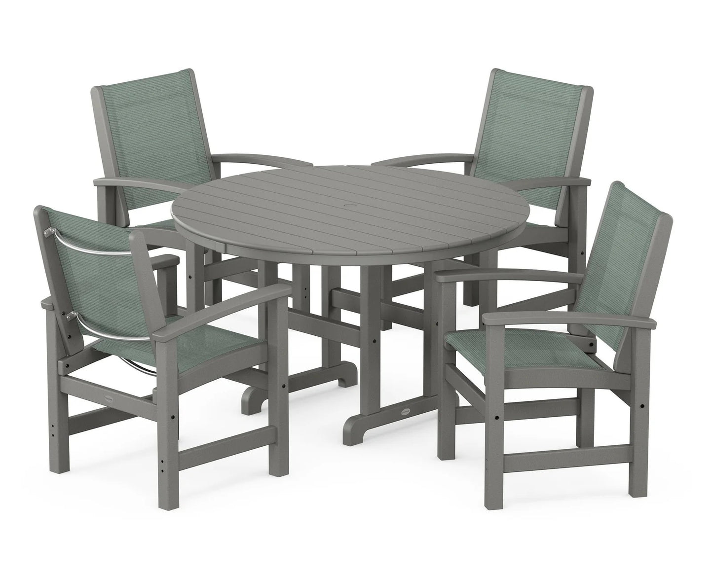 Polywood - Coastal 5-Piece Round Farmhouse Dining Set - FREE SHIPPING