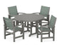 Polywood - Coastal 5-Piece Round Farmhouse Dining Set - FREE SHIPPING