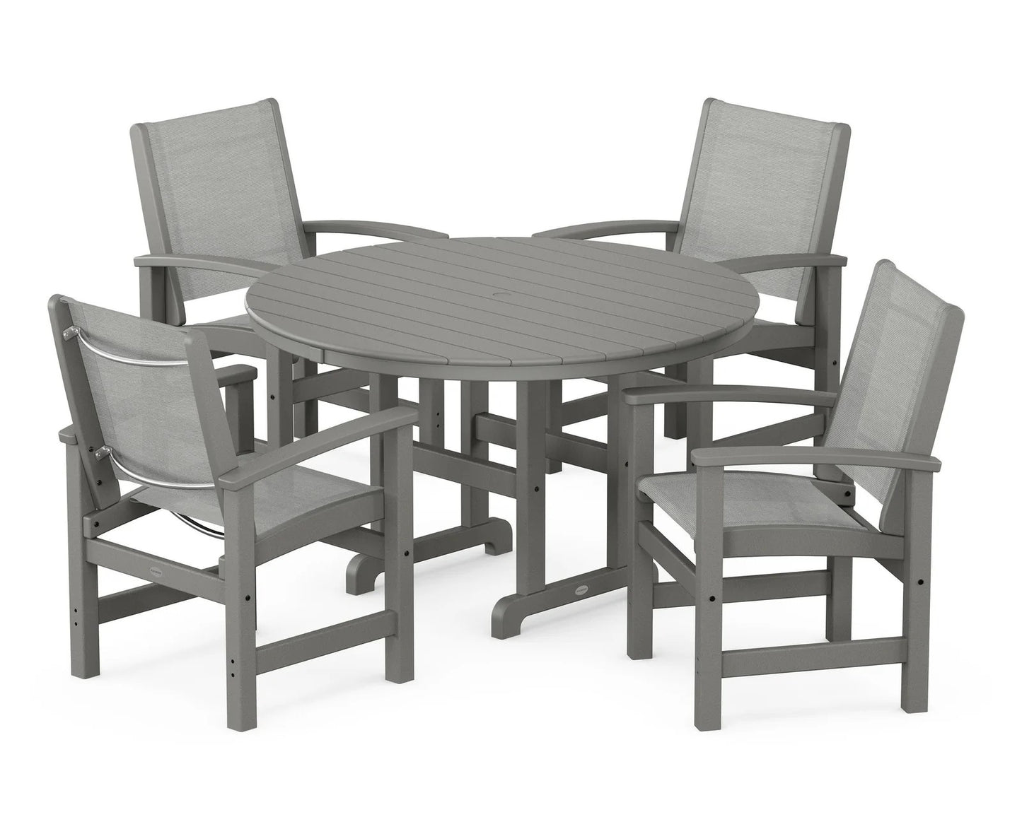 Polywood - Coastal 5-Piece Round Farmhouse Dining Set - FREE SHIPPING