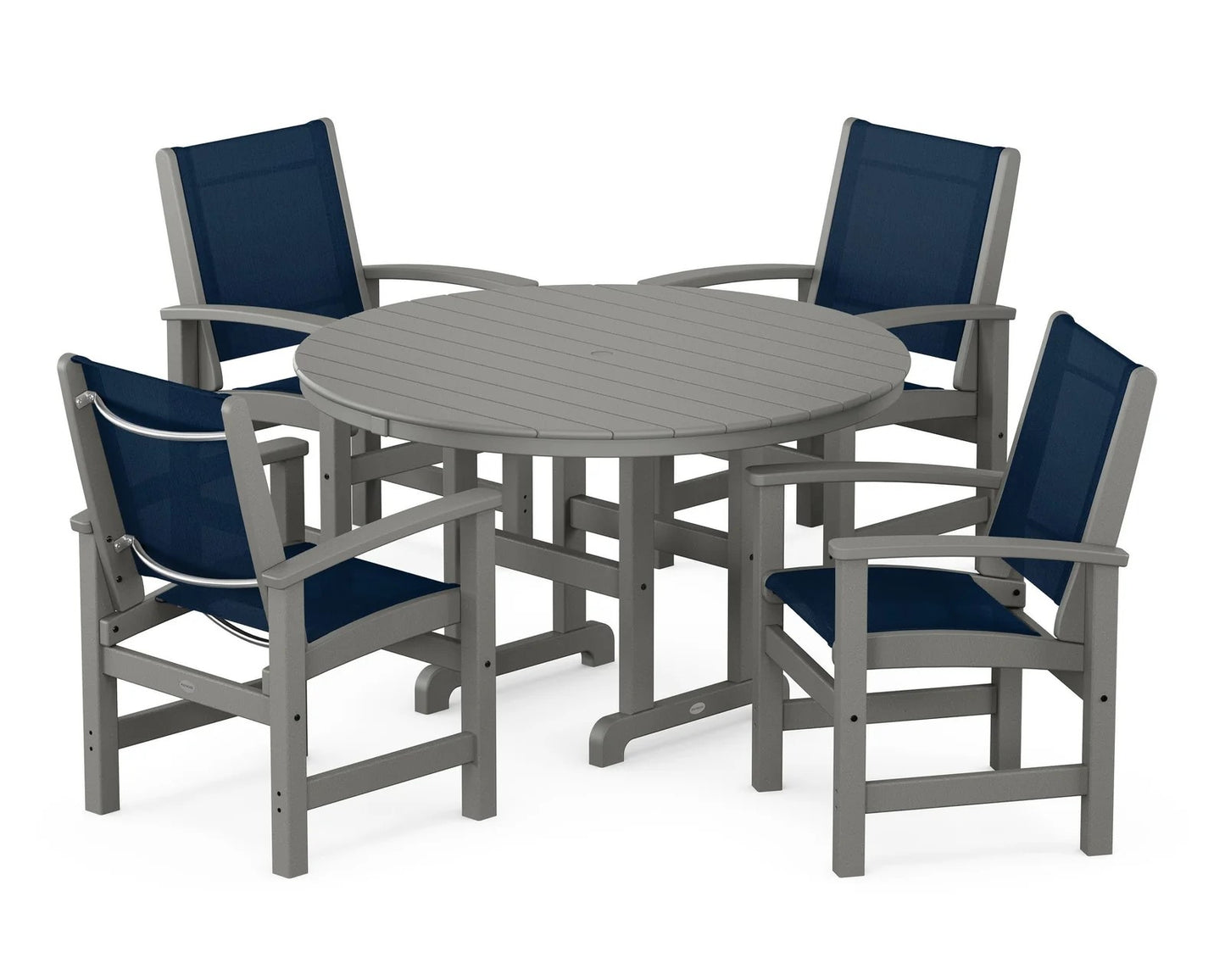 Polywood - Coastal 5-Piece Round Farmhouse Dining Set - FREE SHIPPING