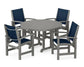 Polywood - Coastal 5-Piece Round Farmhouse Dining Set - FREE SHIPPING