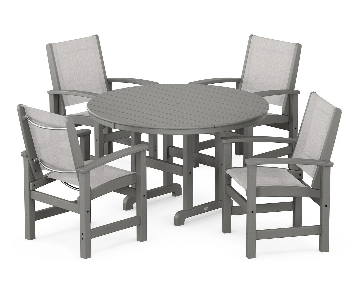 Polywood - Coastal 5-Piece Round Farmhouse Dining Set - FREE SHIPPING
