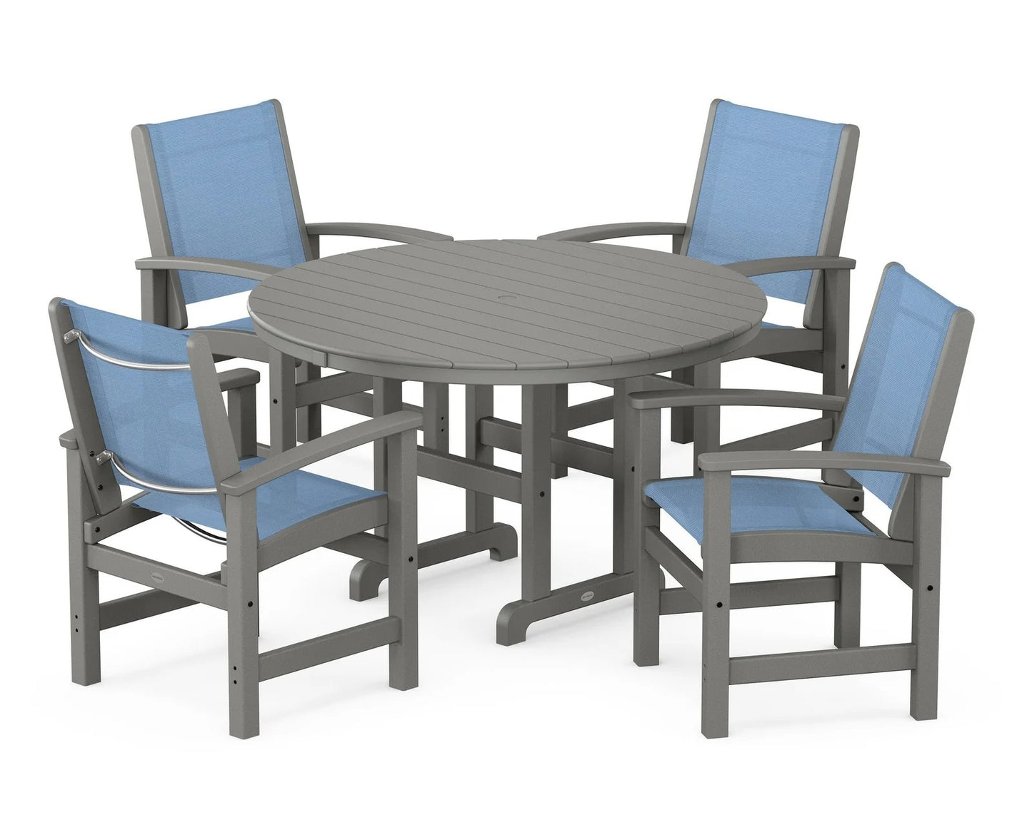 Polywood - Coastal 5-Piece Round Farmhouse Dining Set - FREE SHIPPING