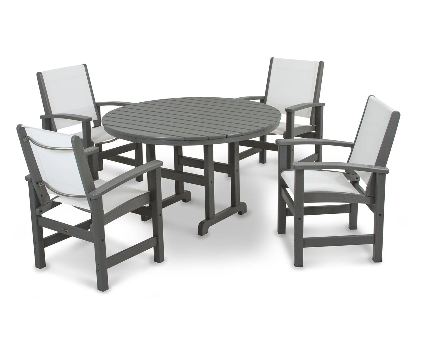 Polywood - Coastal 5-Piece Round Farmhouse Dining Set - FREE SHIPPING