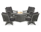 POLYWOOD  Vineyard 5-Piece Deep Seating Swivel Conversation Set with Fire Pit Table                                                      FREE SHIPPING