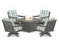 POLYWOOD  Vineyard 5-Piece Deep Seating Swivel Conversation Set with Fire Pit Table                                                      FREE SHIPPING