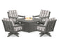 POLYWOOD  Vineyard 5-Piece Deep Seating Swivel Conversation Set with Fire Pit Table                                                      FREE SHIPPING