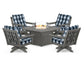 POLYWOOD  Vineyard 5-Piece Deep Seating Swivel Conversation Set with Fire Pit Table                                                      FREE SHIPPING