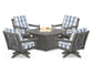 POLYWOOD  Vineyard 5-Piece Deep Seating Swivel Conversation Set with Fire Pit Table                                                      FREE SHIPPING
