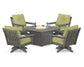 POLYWOOD  Vineyard 5-Piece Deep Seating Swivel Conversation Set with Fire Pit Table                                                      FREE SHIPPING