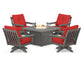 POLYWOOD  Vineyard 5-Piece Deep Seating Swivel Conversation Set with Fire Pit Table                                                      FREE SHIPPING