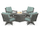 POLYWOOD  Vineyard 5-Piece Deep Seating Swivel Conversation Set with Fire Pit Table                                                      FREE SHIPPING