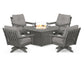 POLYWOOD  Vineyard 5-Piece Deep Seating Swivel Conversation Set with Fire Pit Table                                                      FREE SHIPPING