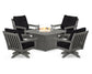 POLYWOOD  Vineyard 5-Piece Deep Seating Swivel Conversation Set with Fire Pit Table                                                      FREE SHIPPING
