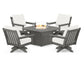 POLYWOOD  Vineyard 5-Piece Deep Seating Swivel Conversation Set with Fire Pit Table                                                      FREE SHIPPING