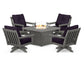 POLYWOOD  Vineyard 5-Piece Deep Seating Swivel Conversation Set with Fire Pit Table                                                      FREE SHIPPING