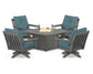 POLYWOOD  Vineyard 5-Piece Deep Seating Swivel Conversation Set with Fire Pit Table                                                      FREE SHIPPING