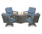 POLYWOOD  Vineyard 5-Piece Deep Seating Swivel Conversation Set with Fire Pit Table                                                      FREE SHIPPING