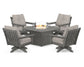 POLYWOOD  Vineyard 5-Piece Deep Seating Swivel Conversation Set with Fire Pit Table                                                      FREE SHIPPING
