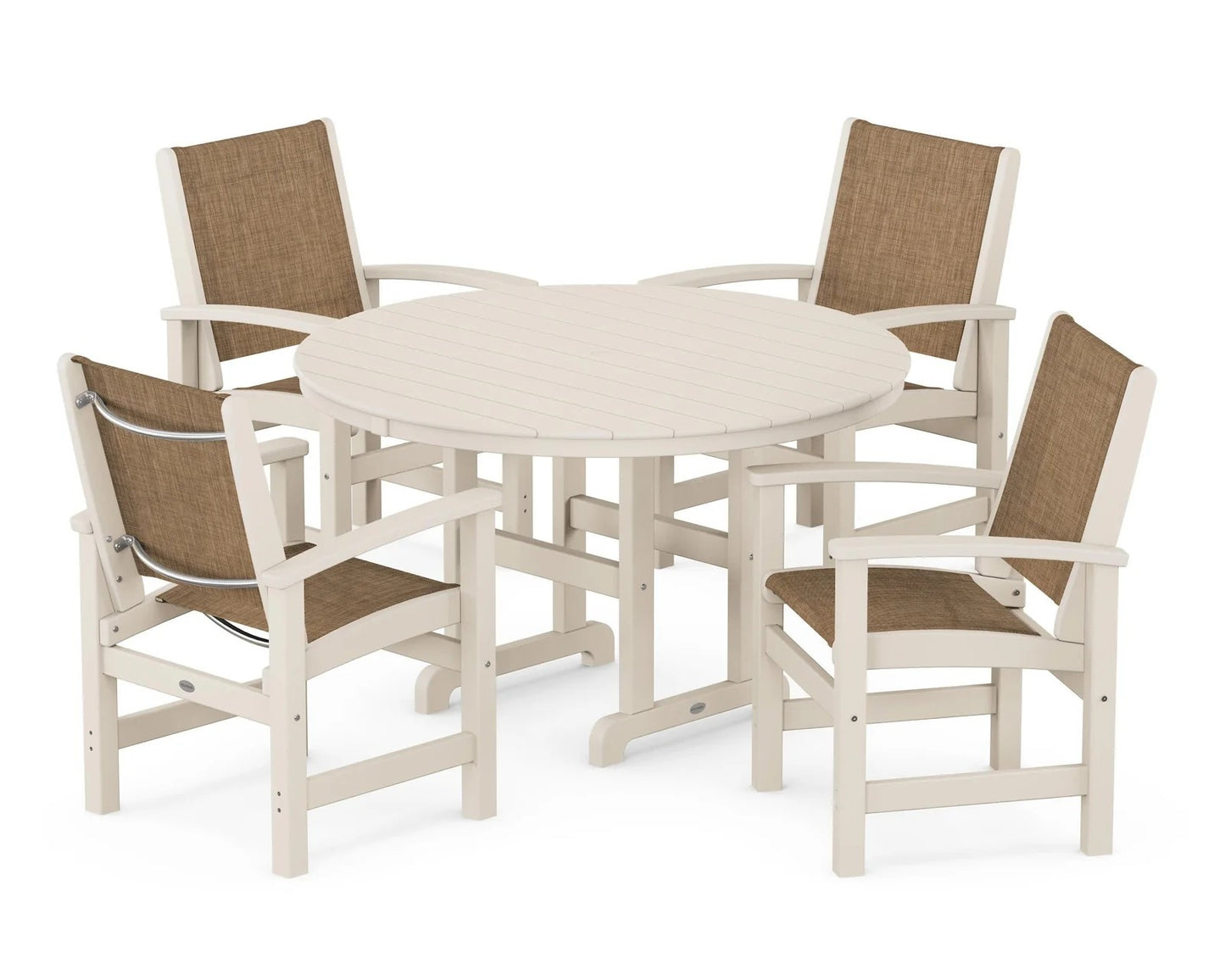 Polywood - Coastal 5-Piece Round Farmhouse Dining Set - FREE SHIPPING