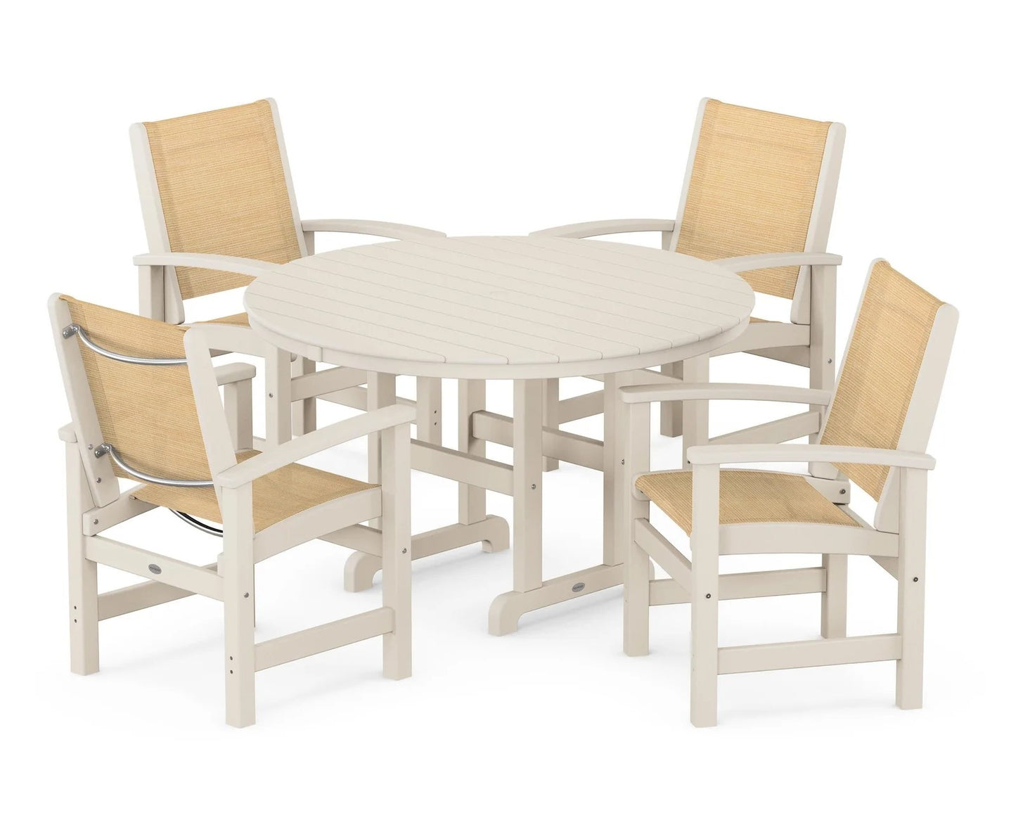 Polywood - Coastal 5-Piece Round Farmhouse Dining Set - FREE SHIPPING