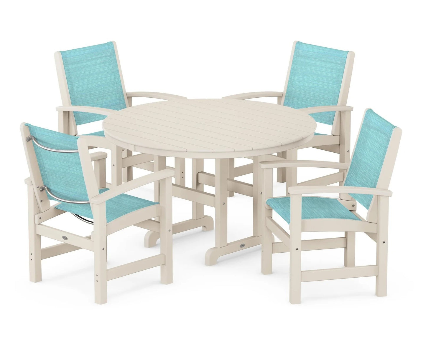 Polywood - Coastal 5-Piece Round Farmhouse Dining Set - FREE SHIPPING