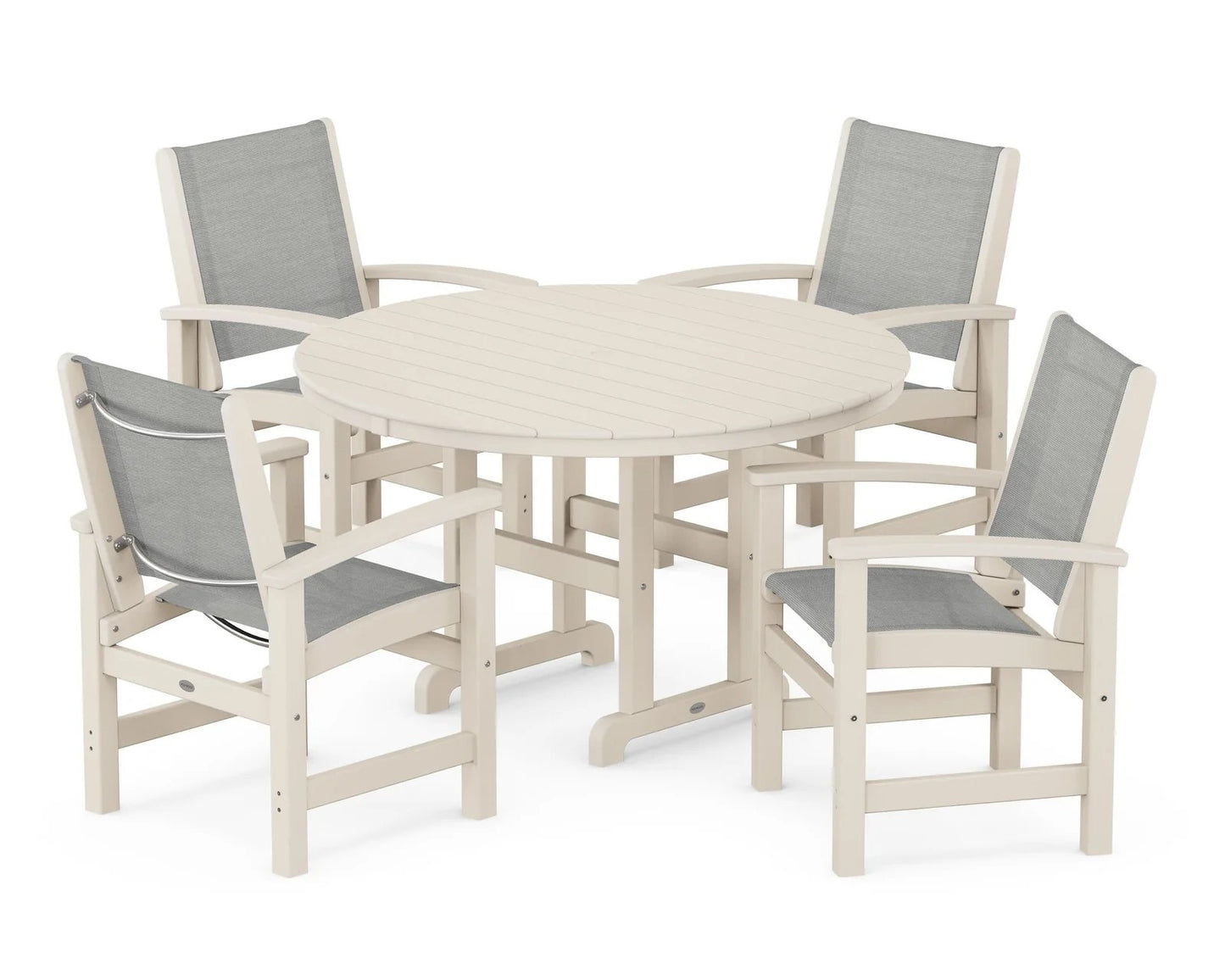 Polywood - Coastal 5-Piece Round Farmhouse Dining Set - FREE SHIPPING