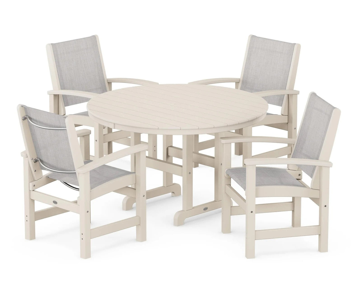 Polywood - Coastal 5-Piece Round Farmhouse Dining Set - FREE SHIPPING
