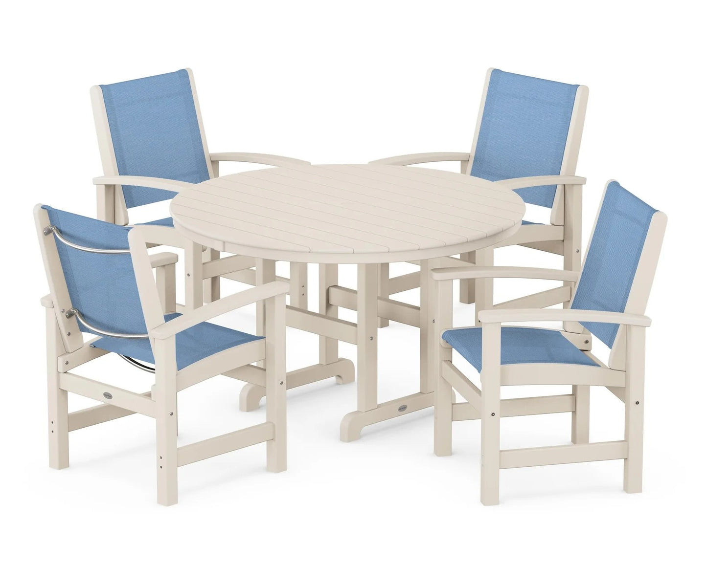 Polywood - Coastal 5-Piece Round Farmhouse Dining Set - FREE SHIPPING