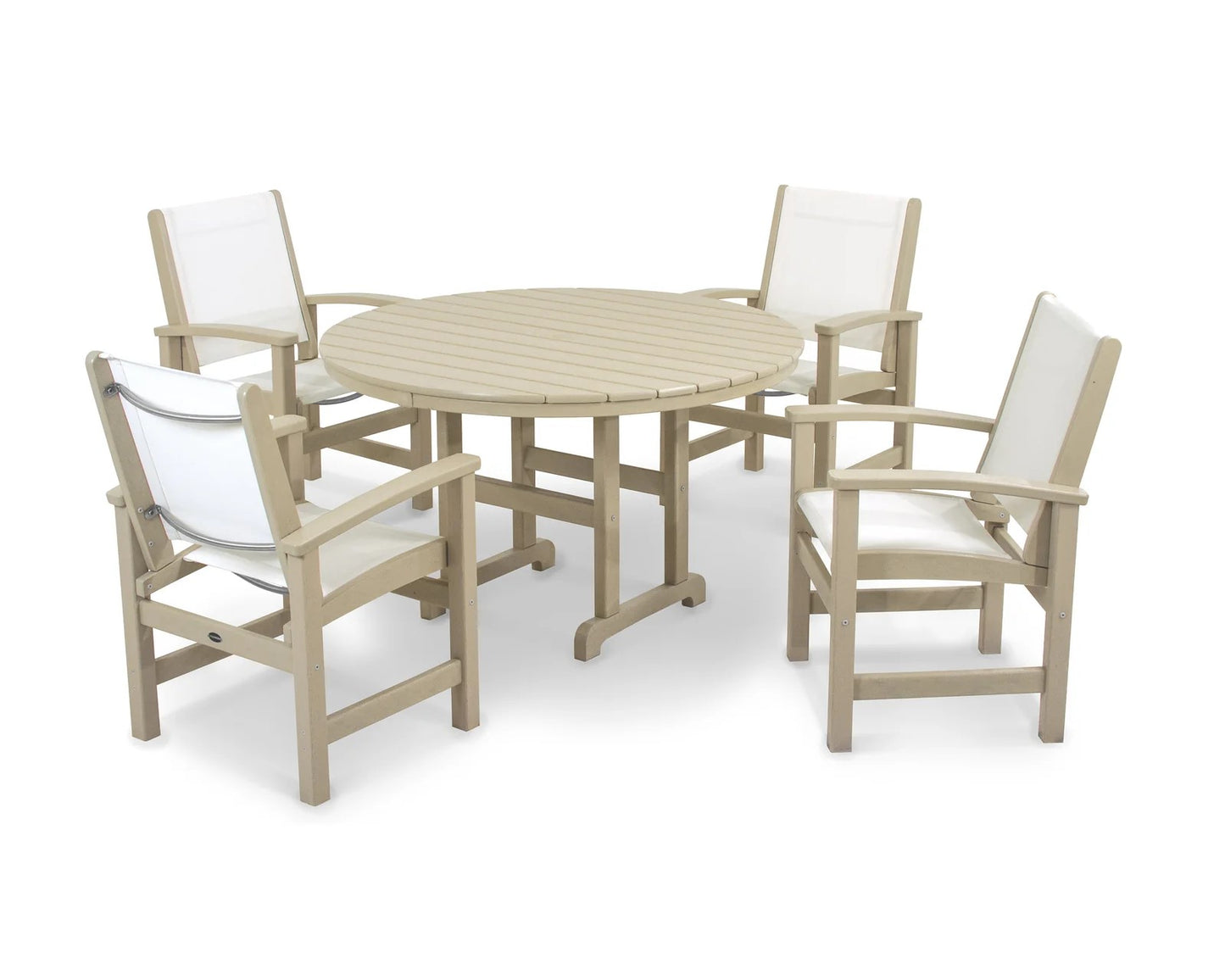 Polywood - Coastal 5-Piece Round Farmhouse Dining Set - FREE SHIPPING