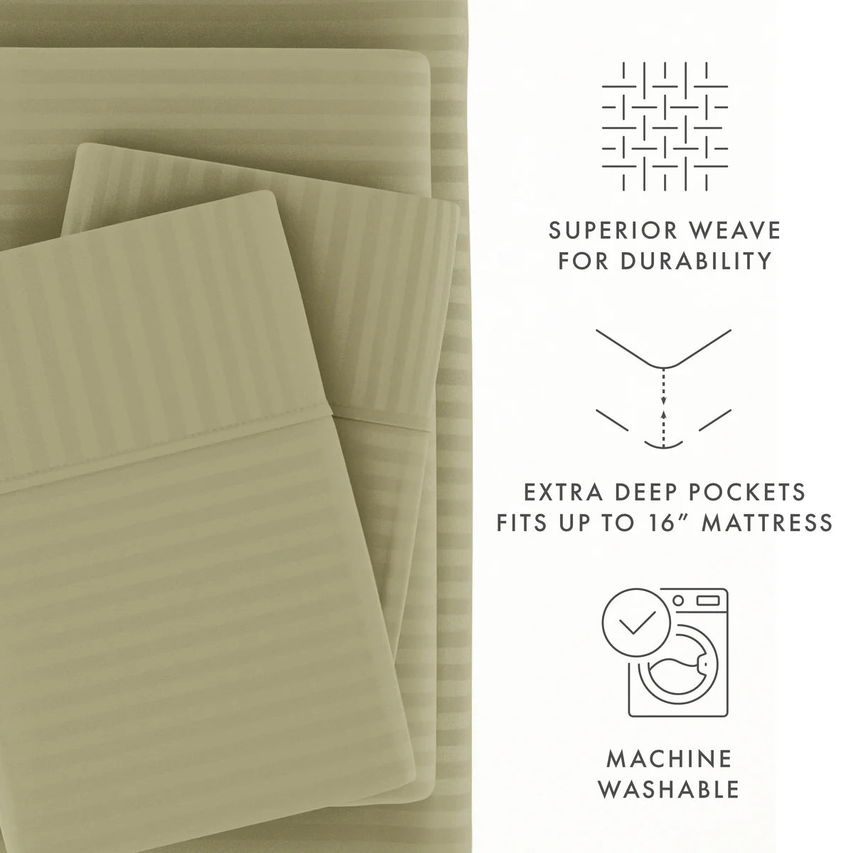 Stripes Embossed 4-Piece Sheet Set