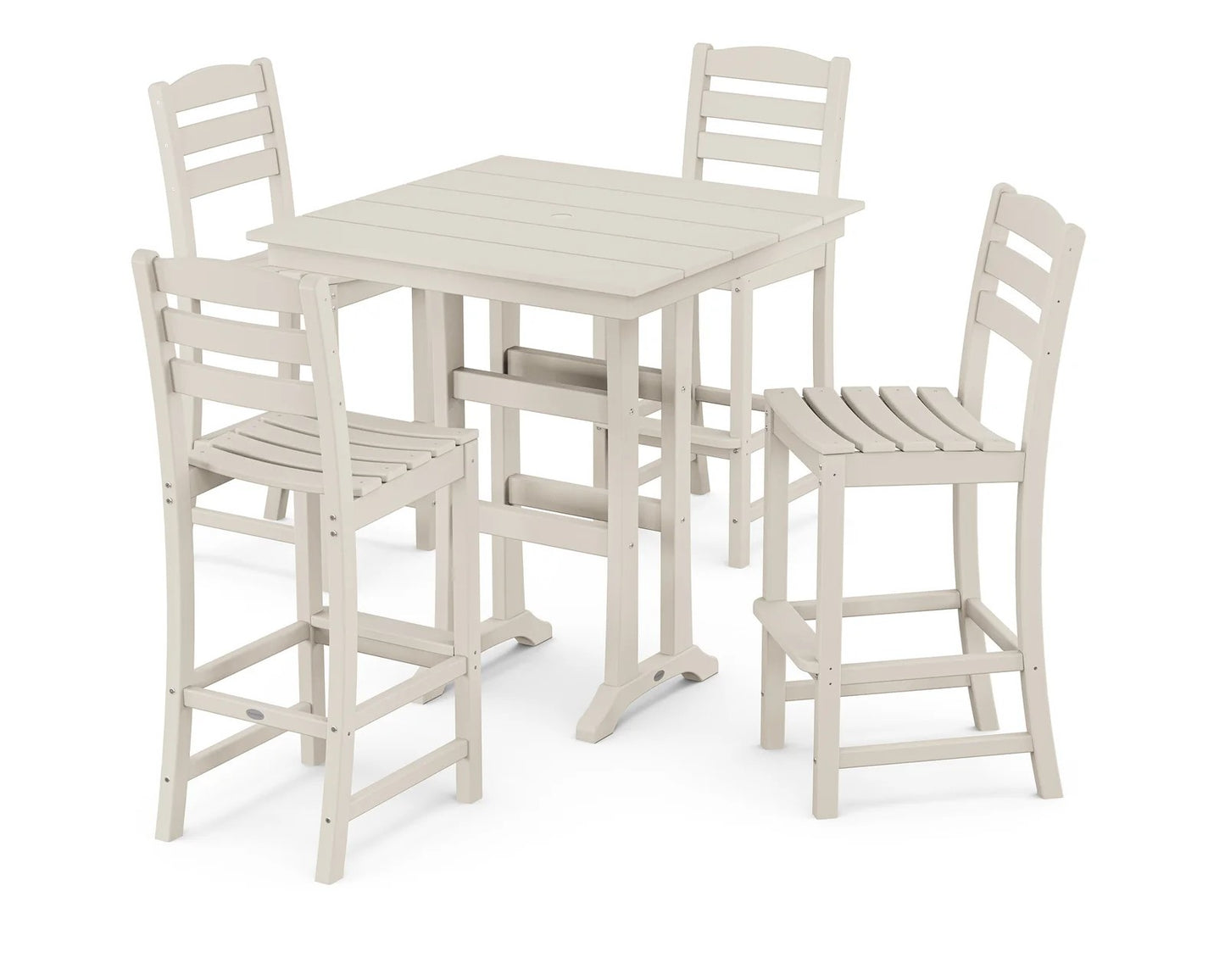 Polywood - La Casa Café 5-Piece Farmhouse Trestle Bar Set - FREE SHIPPING
