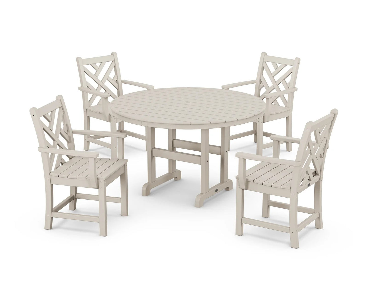 Polywood - Chippendale 5-Piece Round Farmhouse Dining Set - FREE SHIPPING
