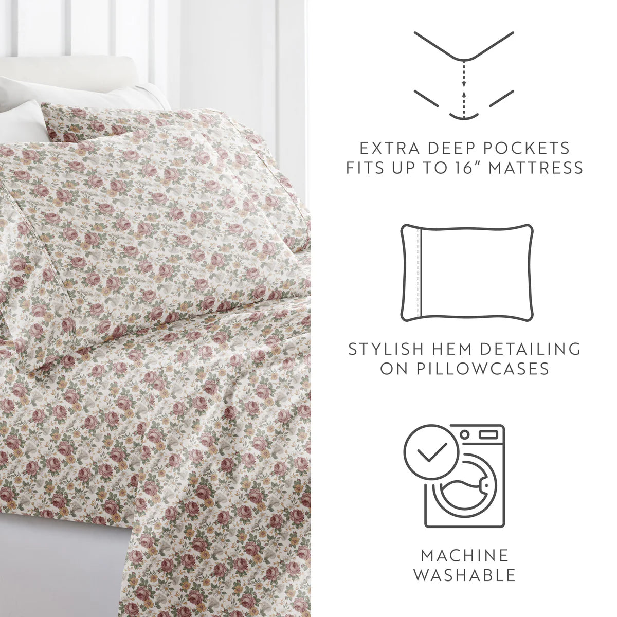 Blooming Floral 4-Piece Patterned Sheet Set