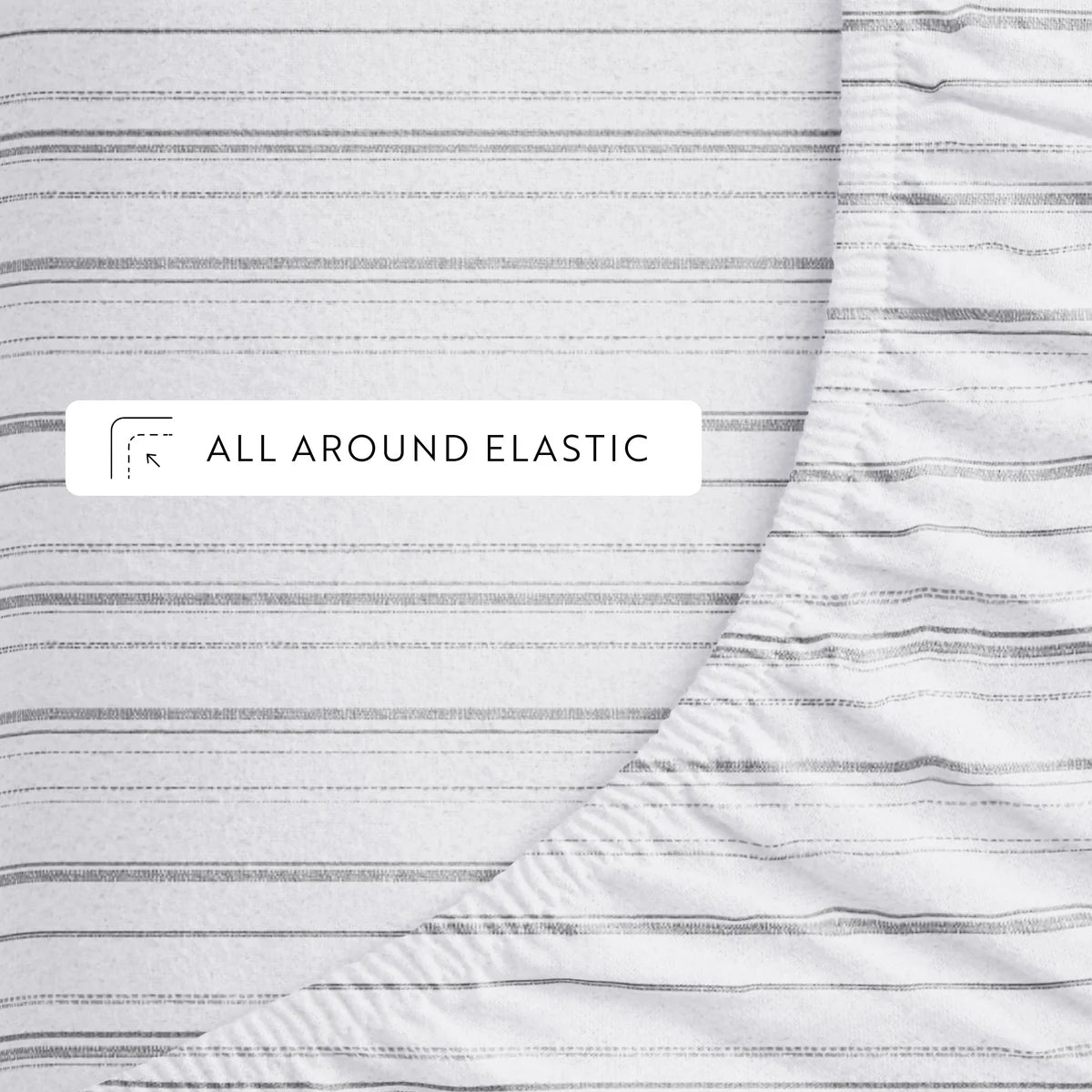 Weathered Stripes 4-Piece 100% Cotton Flannel Sheet Set