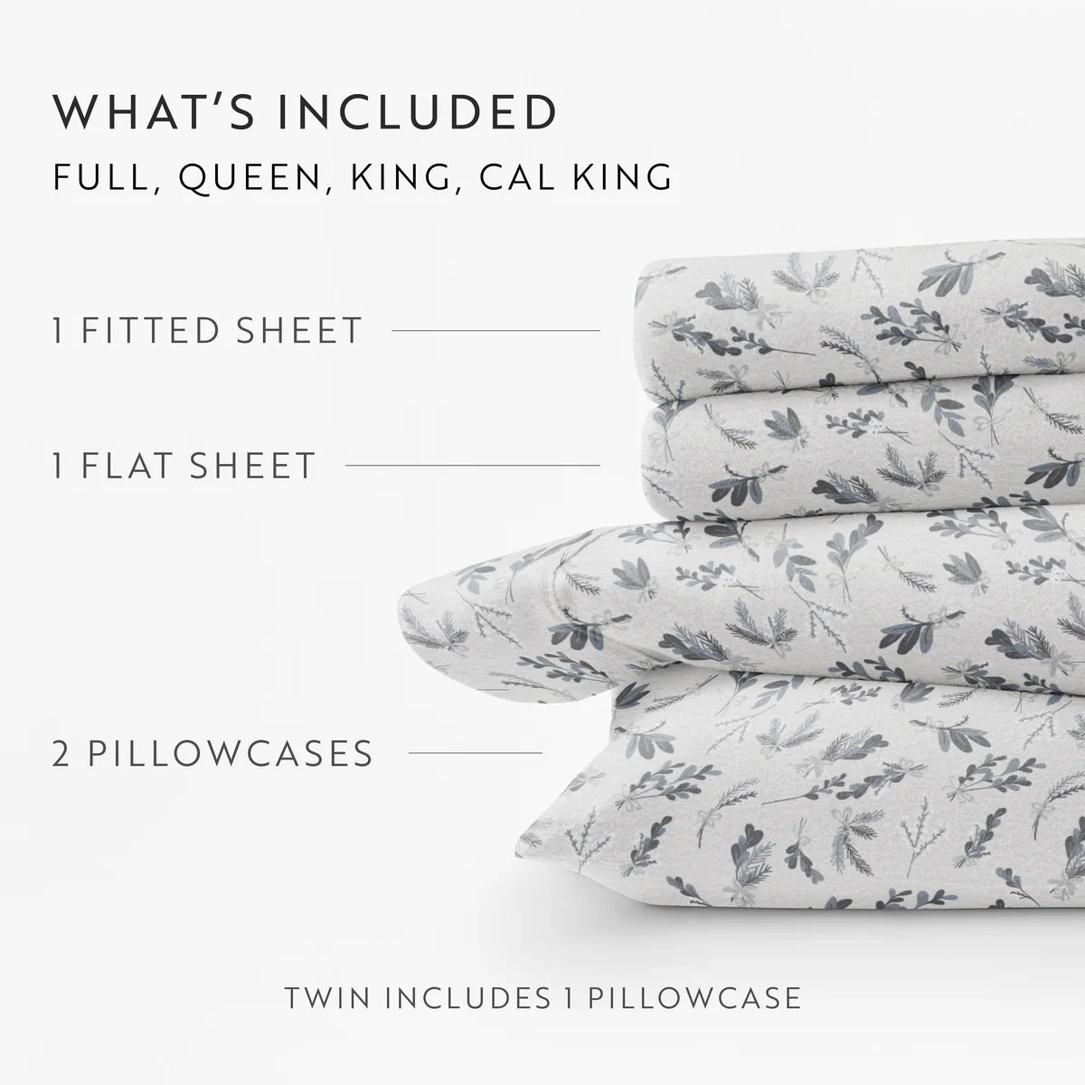 Botanical 4-Piece 100% Cotton Flannel Sheet Set