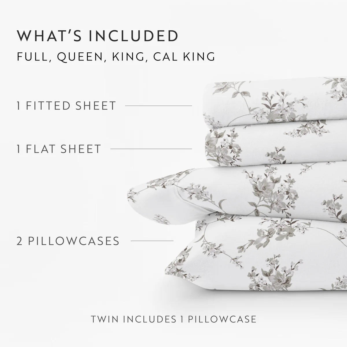 Sylvan Rose 4-Piece 100% Cotton Flannel Sheet Set