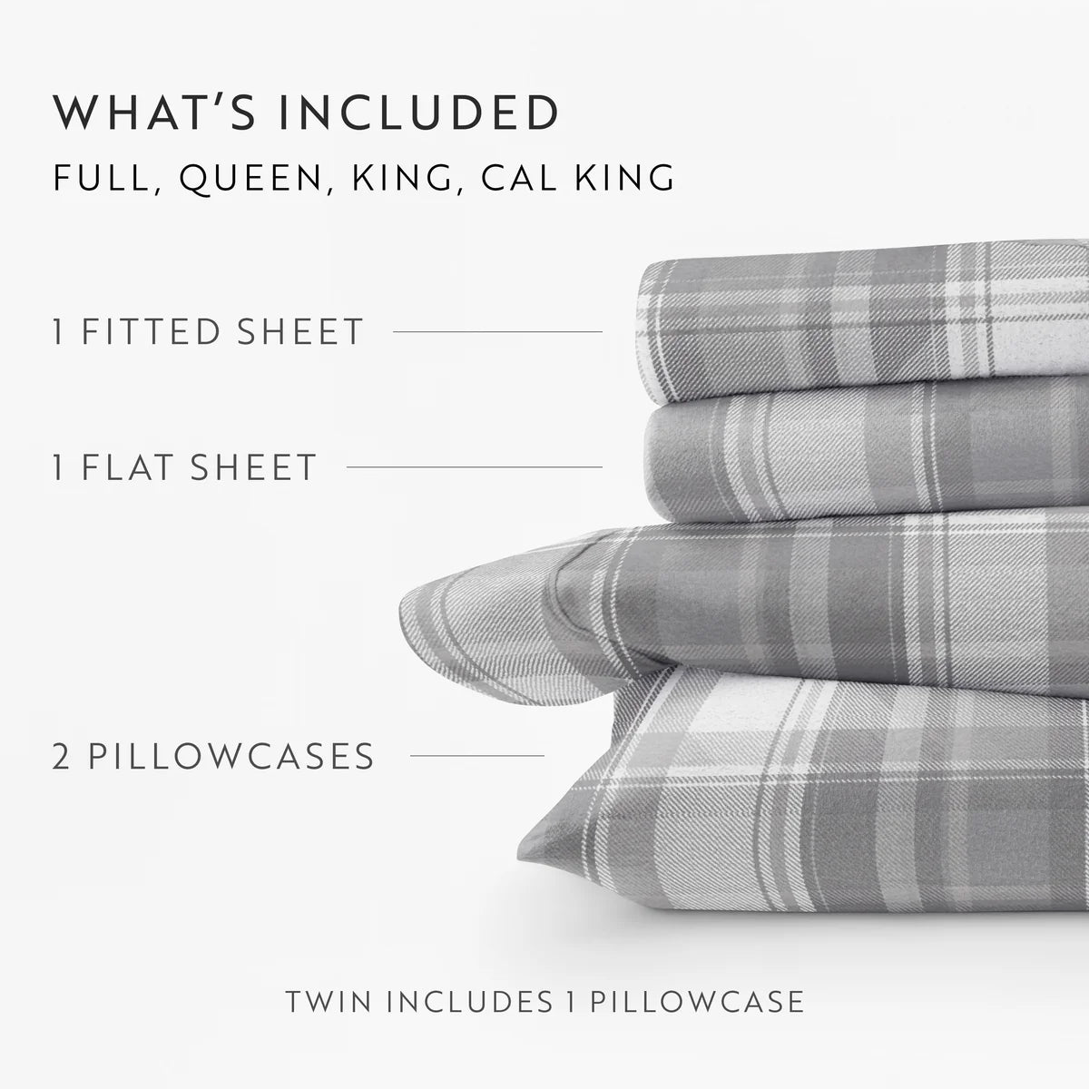 Plaid 4-Piece 100% Cotton Flannel Sheet Set