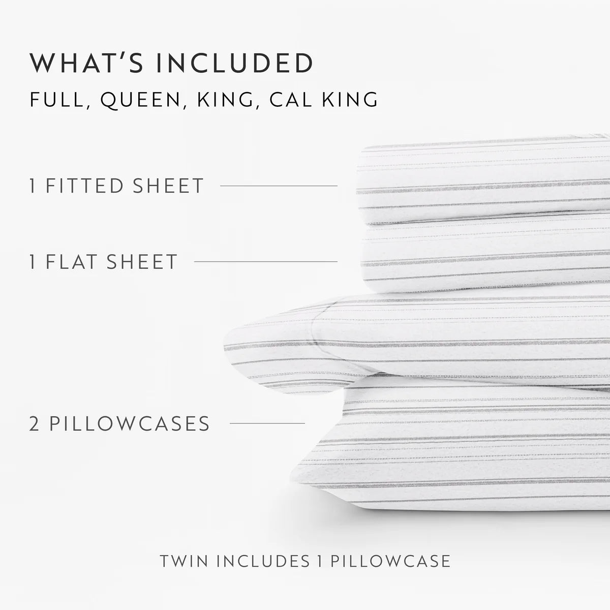 Weathered Stripes 4-Piece 100% Cotton Flannel Sheet Set