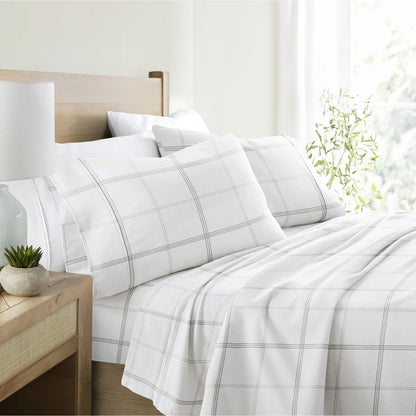 Checkered 4-Piece 100% Cotton Flannel Sheet Set