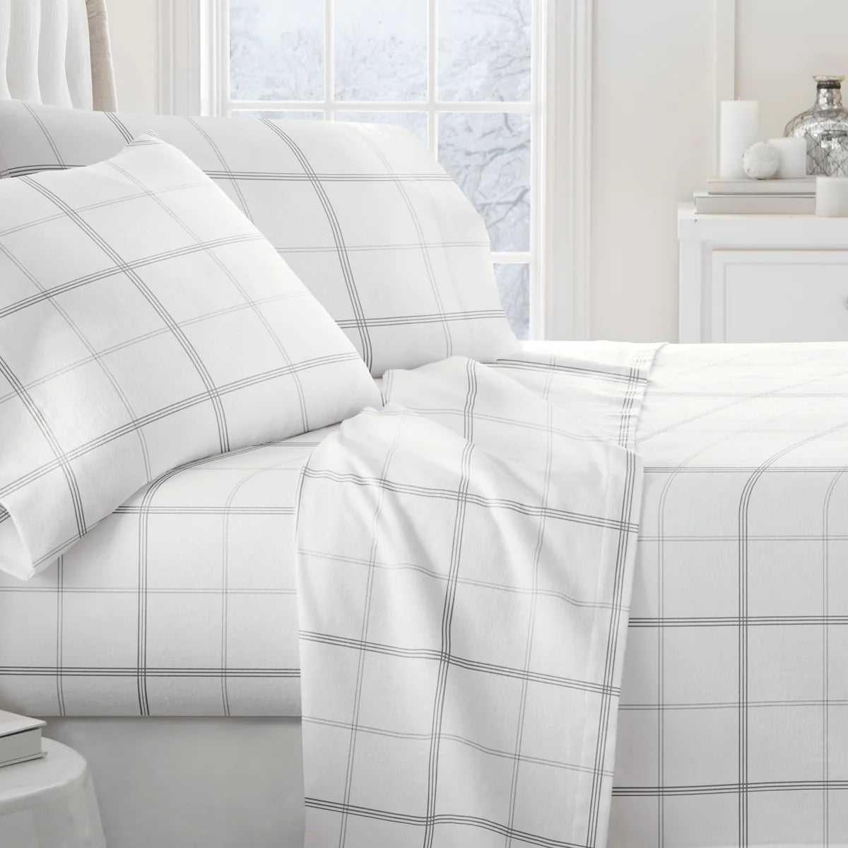 Checkered 4-Piece 100% Cotton Flannel Sheet Set