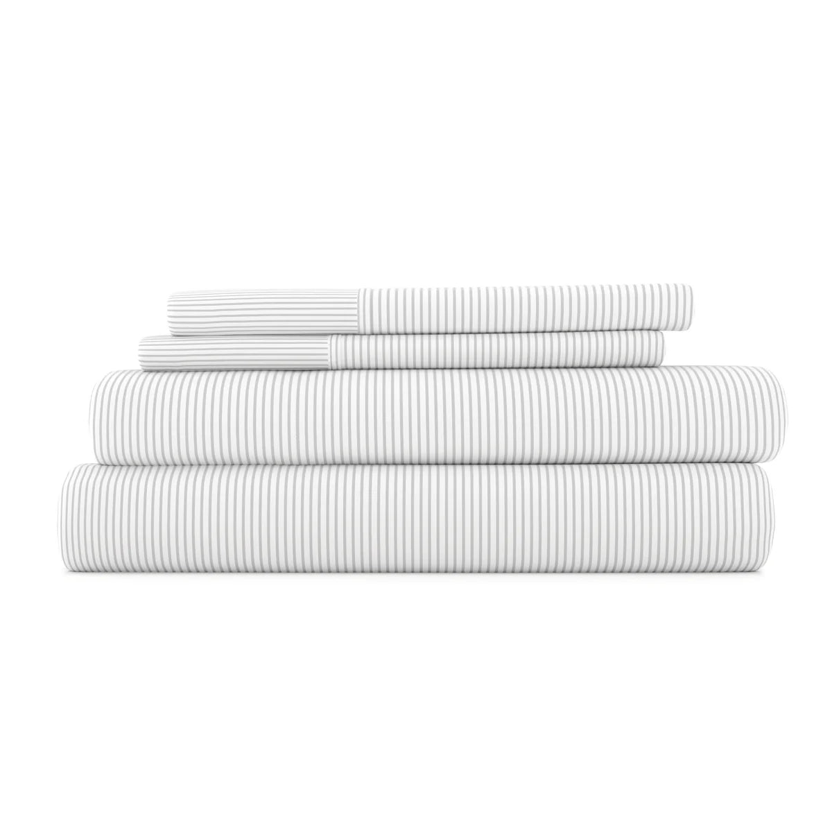 Pinstriped 4-Piece Patterned Sheet Set