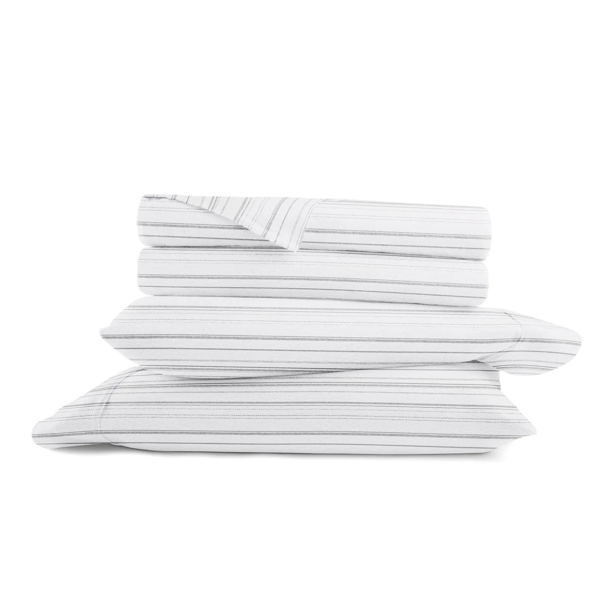 Weathered Stripes 4-Piece 100% Cotton Flannel Sheet Set