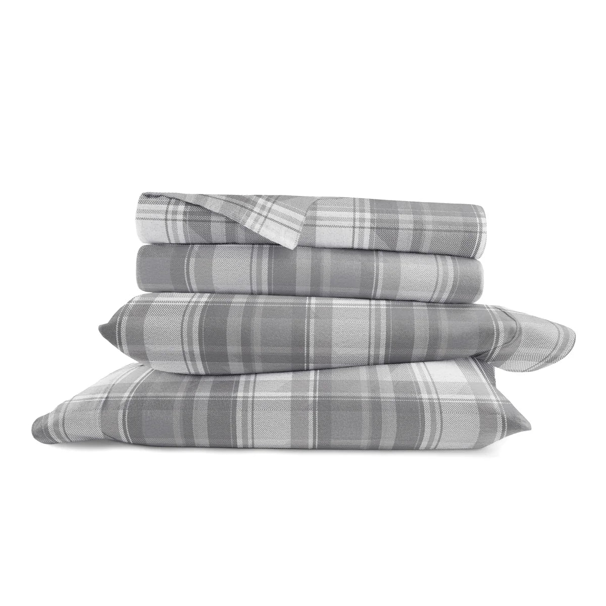 Plaid 4-Piece 100% Cotton Flannel Sheet Set