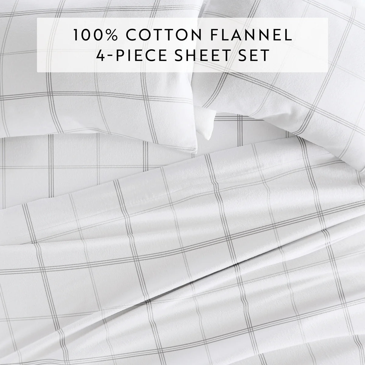 Checkered 4-Piece 100% Cotton Flannel Sheet Set
