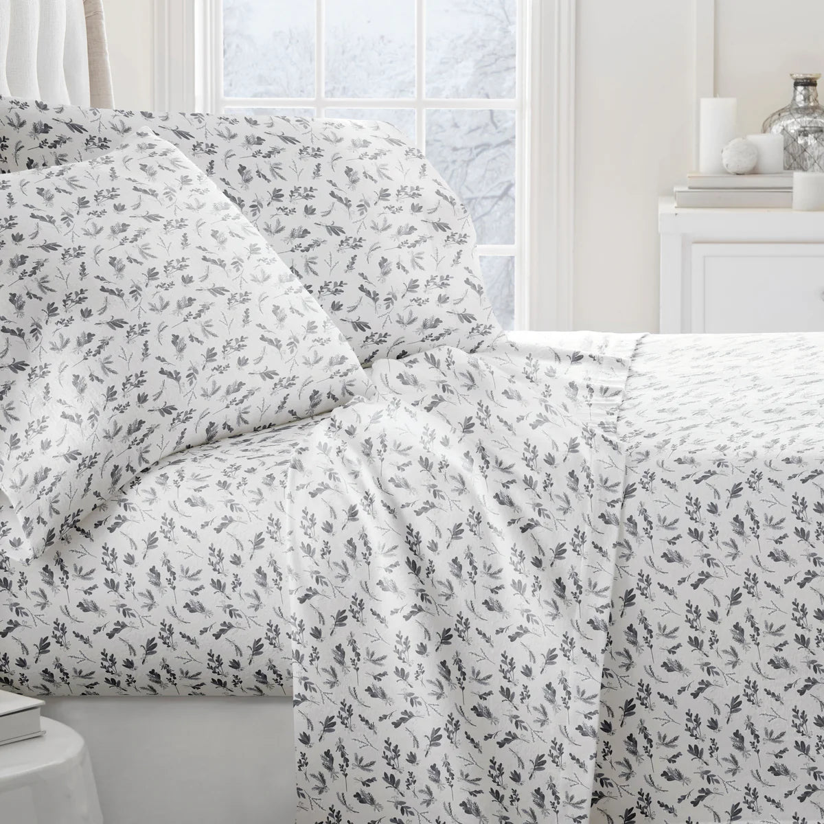 Botanical 4-Piece 100% Cotton Flannel Sheet Set