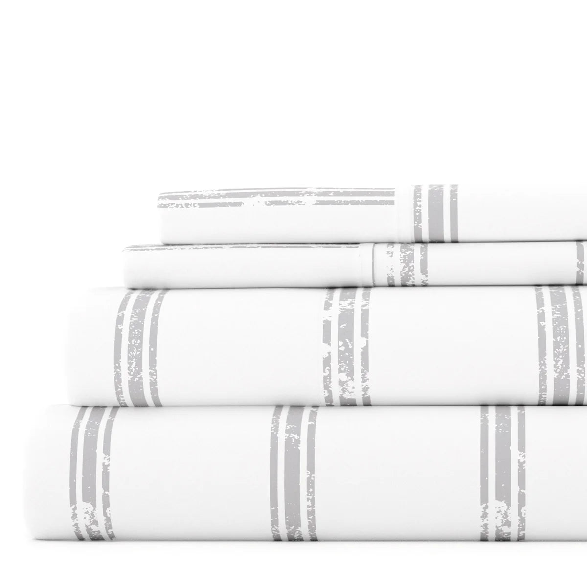 Distressed Line 4-Piece Patterned Sheet Set